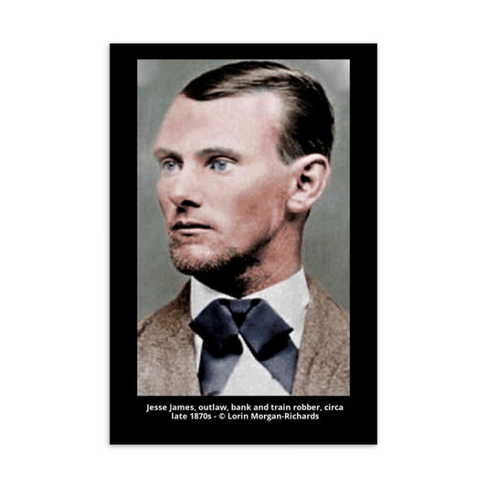 Jesse James Postcard, colorization by Lorin Morgan-Richards