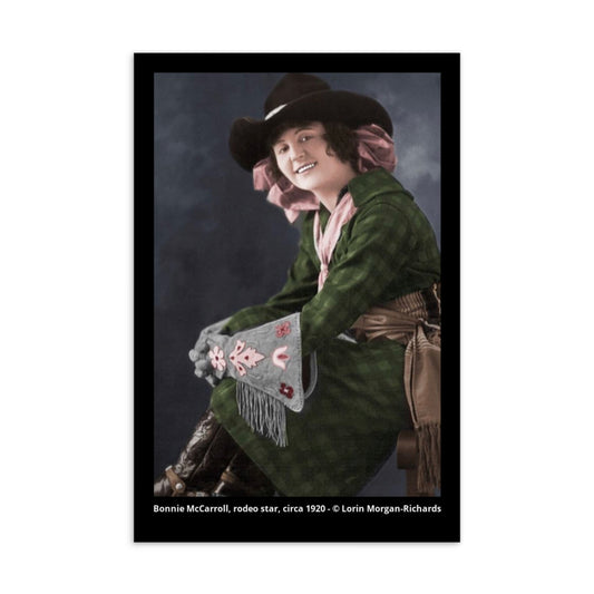 Bonnie McCarroll Postcard, colorization by Lorin Morgan-Richards